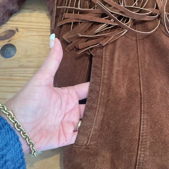 SOLD SOLD SOLD‼️‼️‼️Brown Leather Fringe Jacket - Picture 12 of 15